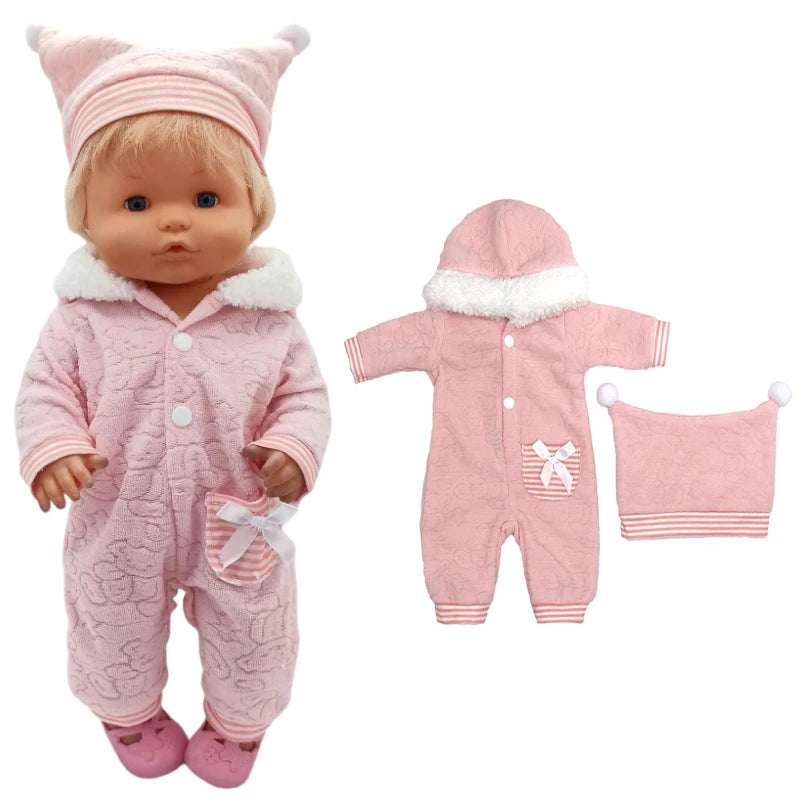 Grey Rompers Set with Hat and Socks for 40cm Baby Doll A6