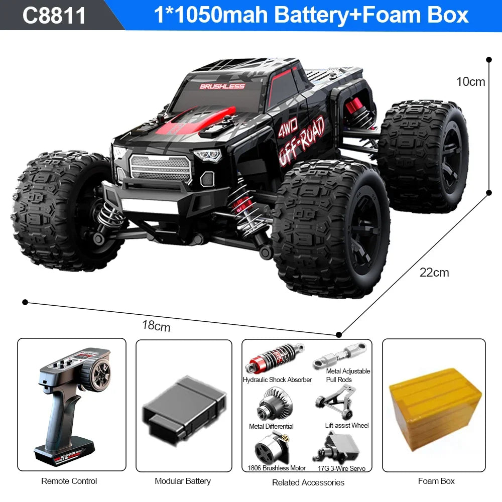 C8811 1/20 4WD RC Car &ndash; 40kmh Brushless Off Road Vehicle black
