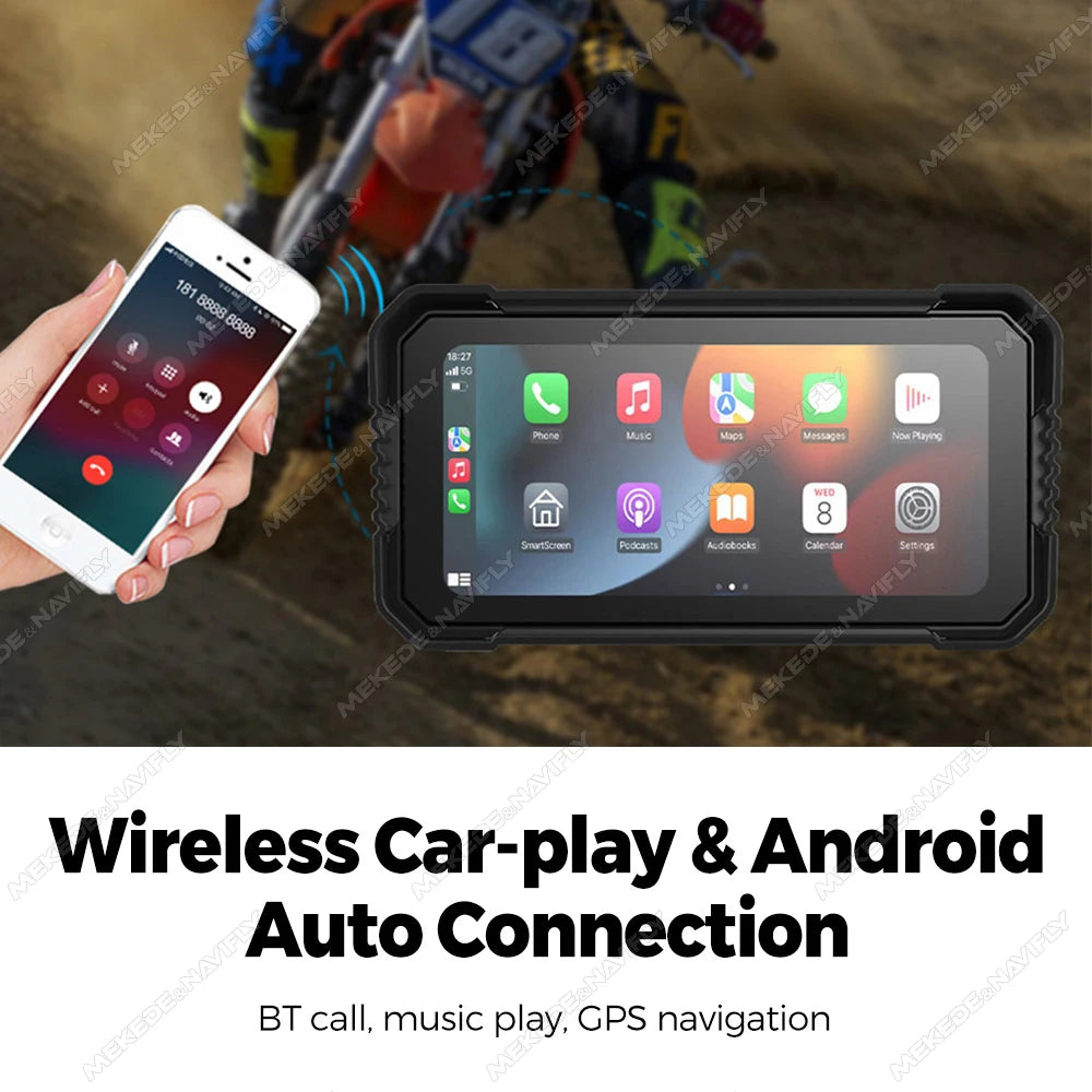 NAVIFANS 6 Inch Motorcycle GPS &ndash; IP67 Waterproof with Wireless Carplay and Android Auto