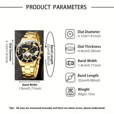 GAIETY Men's Luxury Stainless Steel Quartz Watch with Calendar