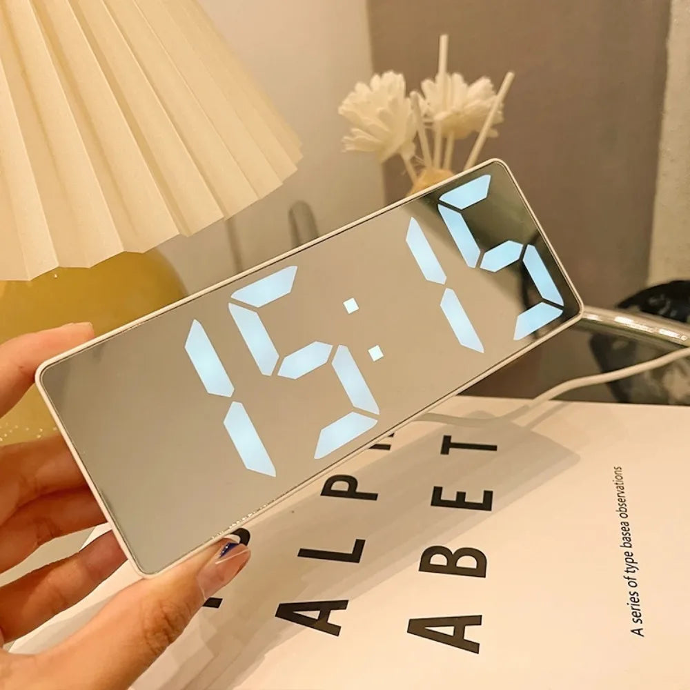 Curved Screen LED Digital Alarm Clock with Temperature and Calendar