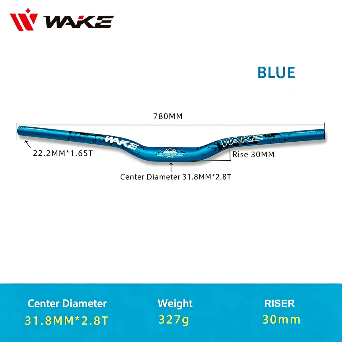 WAKE 30mm Riser Mountain Bike Handlebar 31.8mm*720/780mm Bicycle Handlebar Aluminum Alloy Bicycle Riser Bar Cycling Handle Bar by InterCyprus Trading Ltd