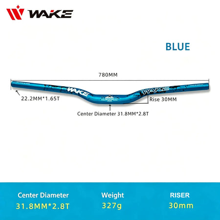 WAKE 30mm Riser Mountain Bike Handlebar 31.8mm*720/780mm Bicycle Handlebar Aluminum Alloy Bicycle Riser Bar Cycling Handle Bar by InterCyprus Trading Ltd