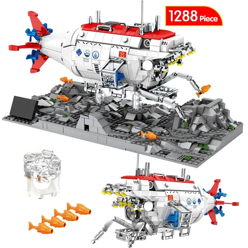 CONUSEA Jiaolong Submarine Building Blocks, 3D Puzzle Kit, ABS Plastic
