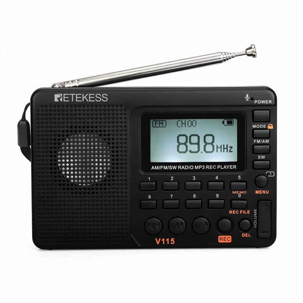 RETEKESS V115 Portable Radio with Rechargeable Battery and AM/FM/SW Bands V115