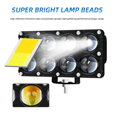 KEVANLY 6/8/10 LED Motorcycle Spotlights &ndash; Dual Color High Low Beam Fog Light