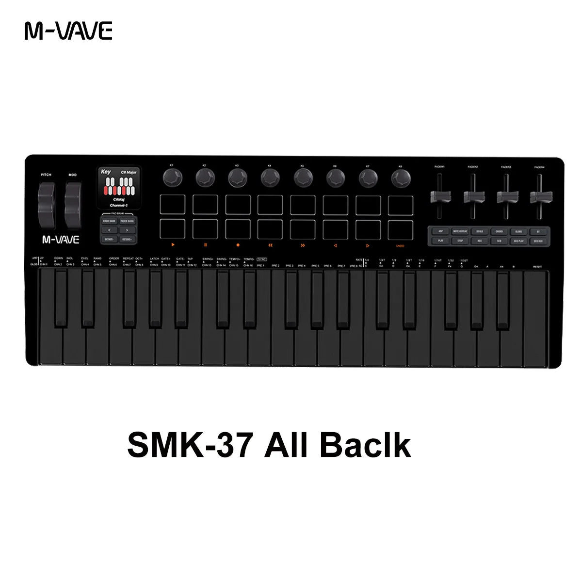 M-VAVE SMK-37 PRO MIDI Controller Keyboard &ndash; RGB Pads SMK-37 all black