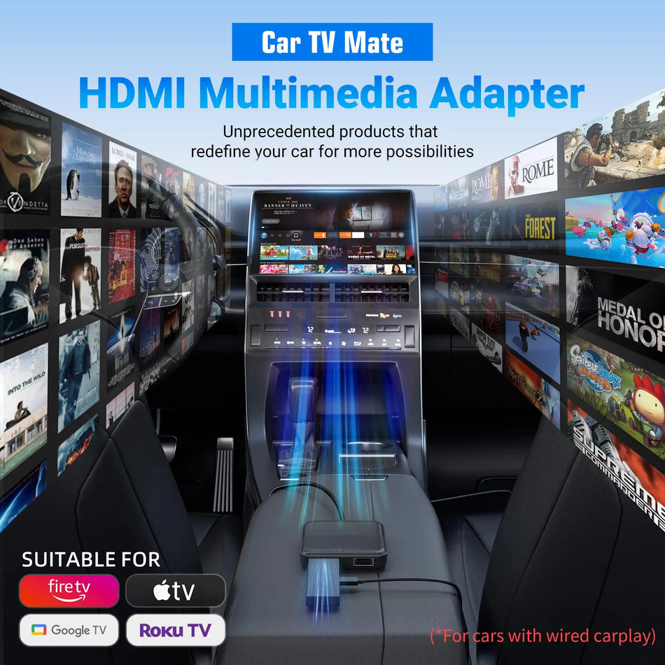 Ottomotion Araba TV Mate CarPlay Adaptörü, Kablosuz HDMI Video Dönüştürücü