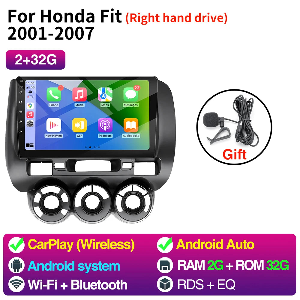 9inch Car Radio For Honda Fit 2001-2007 - Wireless CarPlay B 2 32G
