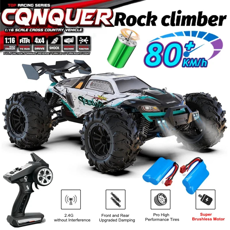 Buggy Off-Road 4x4 RC 4WD cu motor fără perii, viteză mare 50-80 KMH, pentru copii și adulți