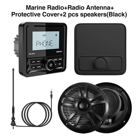 AKAMATE MS-10RV Marine Radio - Waterproof Bluetooth 4x50W radio black ANT