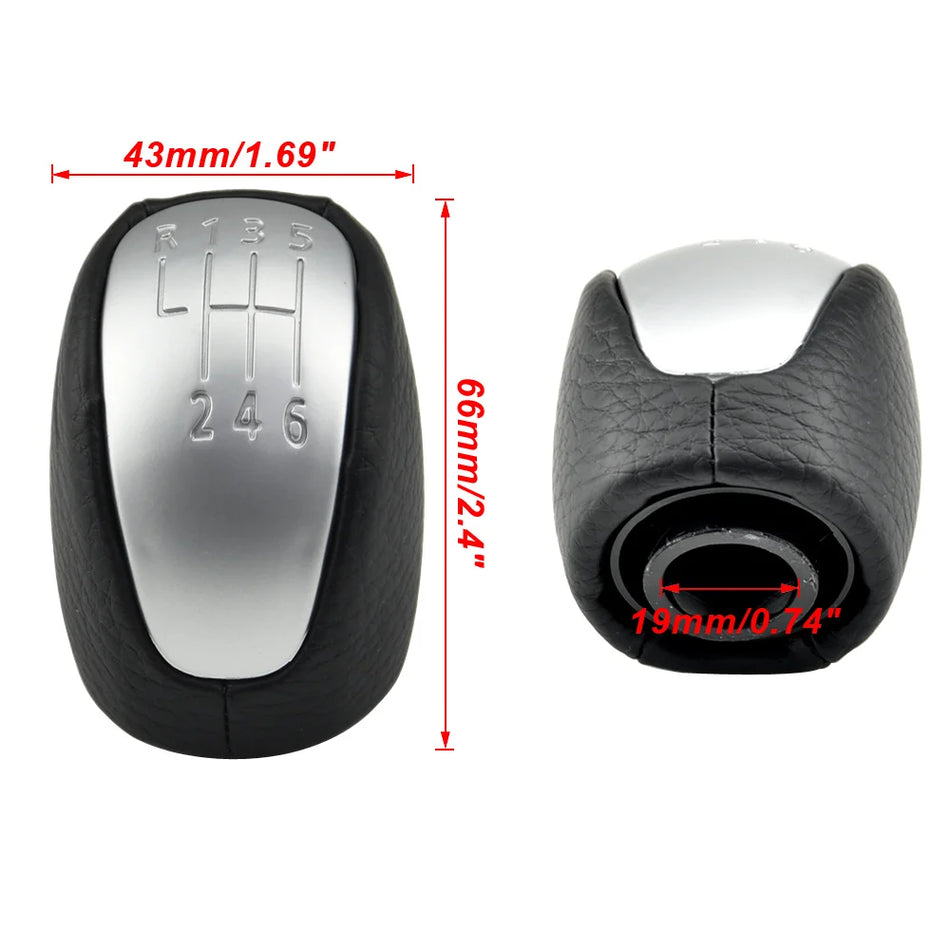 Gear Shift Knob for Renault Laguna III MK3 PU Leather 6-Speed Manual Replacement