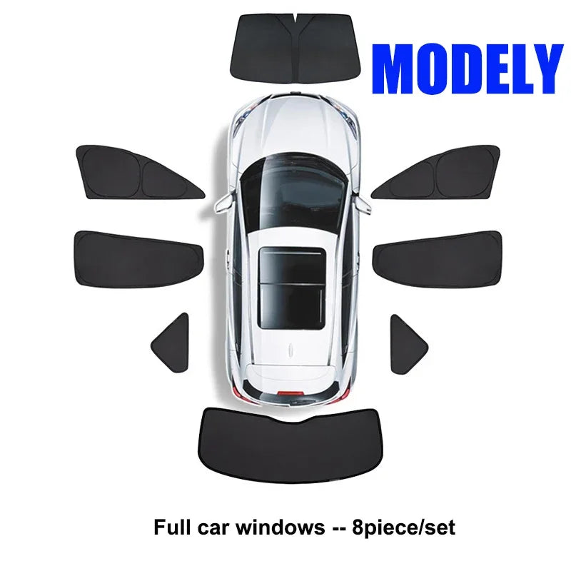 Custom Fit Side Window Sunshade for Tesla Model Y 2024 - UV Protection &amp; Heat Reduction MY 8PCS
