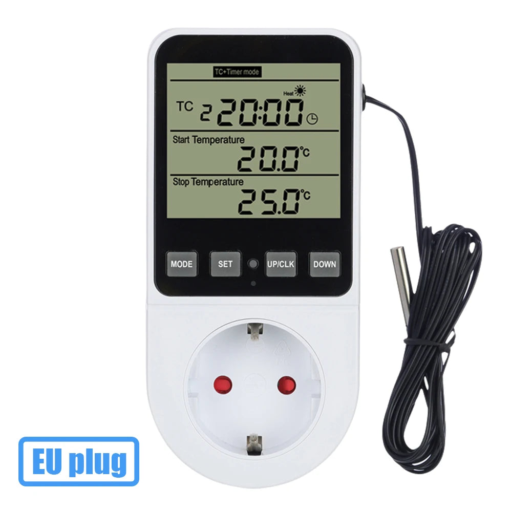 Temperature Controller Socket &ndash; Digital Thermostat Control EU Plug No Backlight