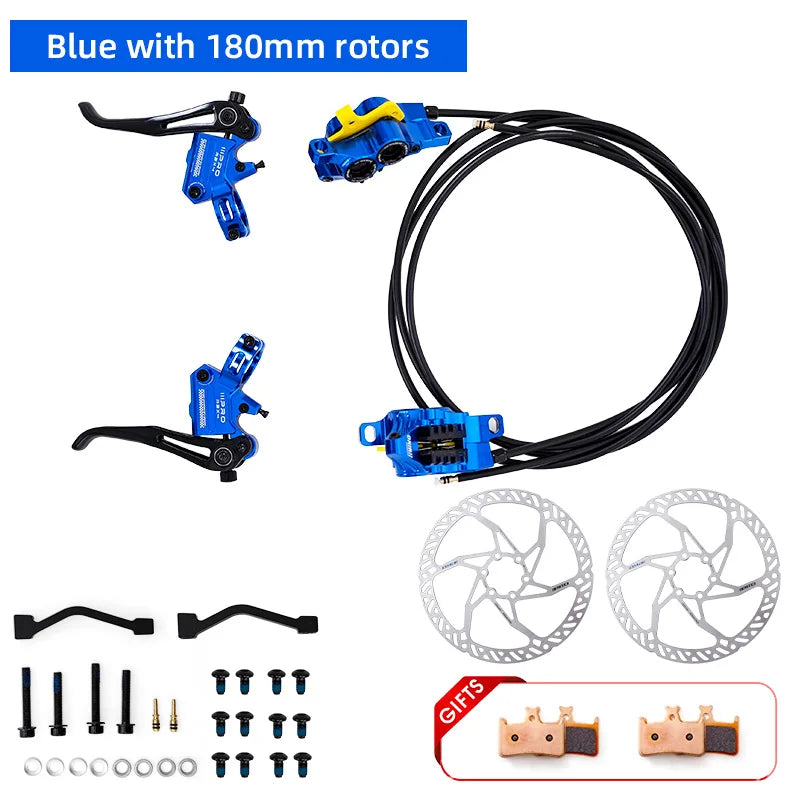 2025 ONIRII IIIPRO R2X4 MTB Hydraulic Disc Brake &ndash; 4-Piston High Performance Braking Blue with rotors