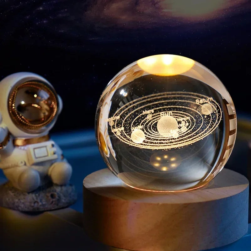 3D Crystal Spheres Glass Globe - Galaxy Solar System Decor