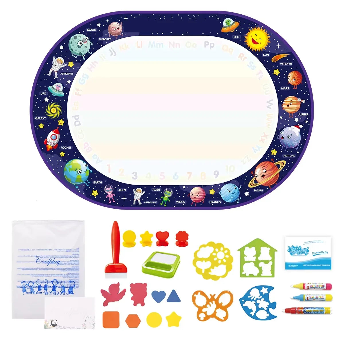 Kids Magic Water Drawing Mat &ndash; Reusable Doodle Board for Creative Play C 100x70CM