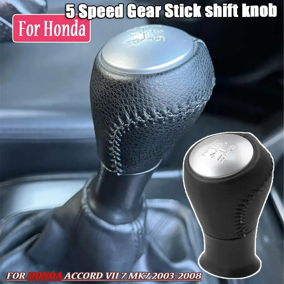 Perilla de cambio de marcha de cuero PU de 5 velocidades para Honda Accord VII MK7