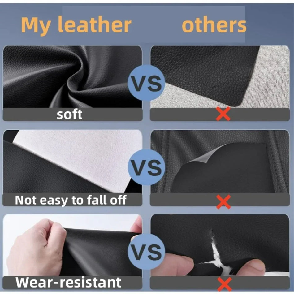 Wear-Resistant Black Leather Repair Patch for Furniture and Accessories