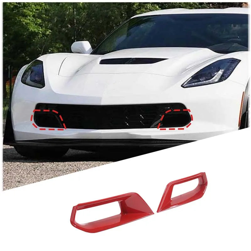 Corvette C7 Z06 Front Bumper Air Inlet Frame Red ABS 2Pcs