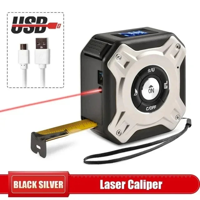 3 In 1 Laser Measuring Tool 40/60M &ndash; Dual Tape Laser Silver / 60m