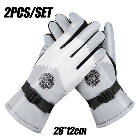Ski Gloves for Men and Women &ndash; Waterproof Thermal Mittens Grey