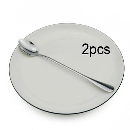 Colorful Long Handled Teaspoons &ndash; Versatile Stainless Steel Cutlery 2Pcs Silver