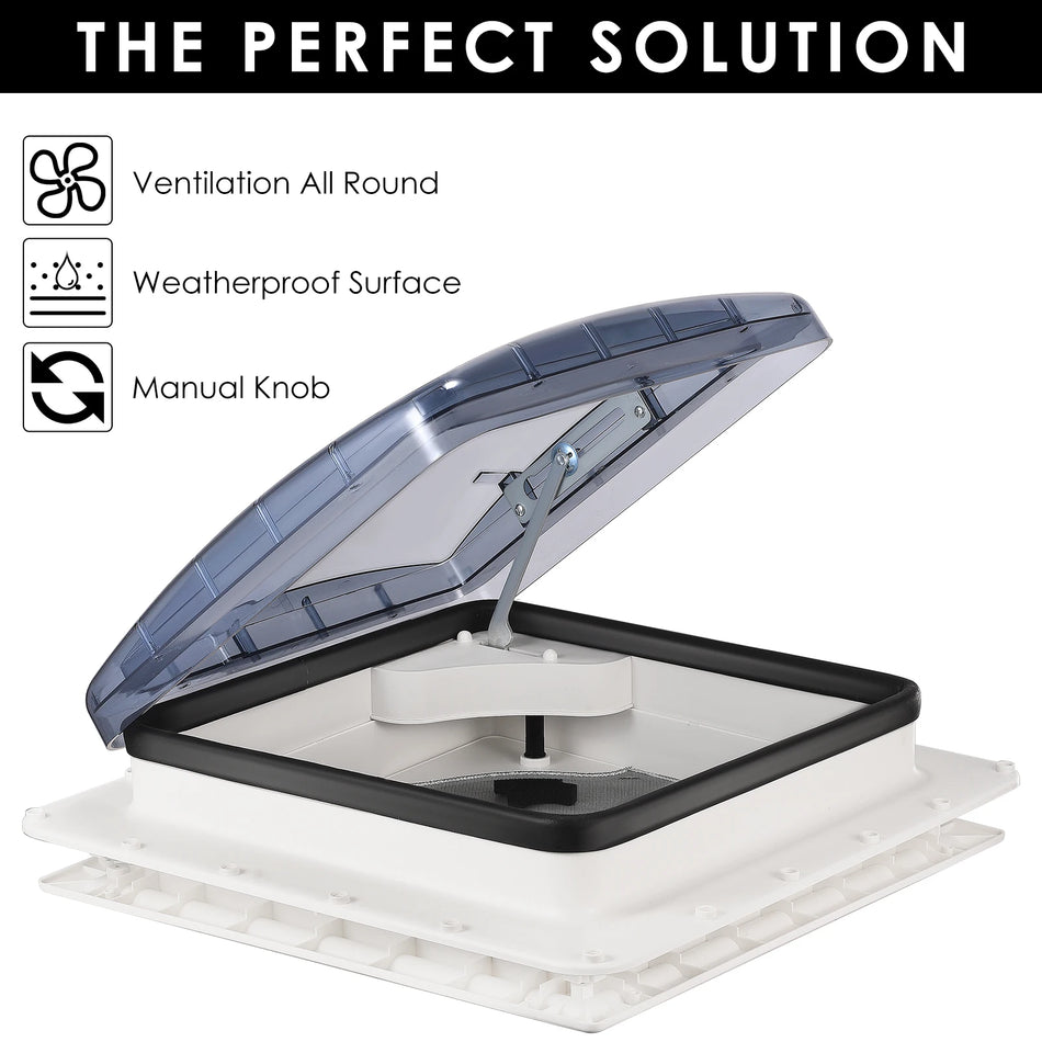 RV-katon kattovalon tuuletuspeite vaaleansininen ilman virtaa, jossa on nuppi