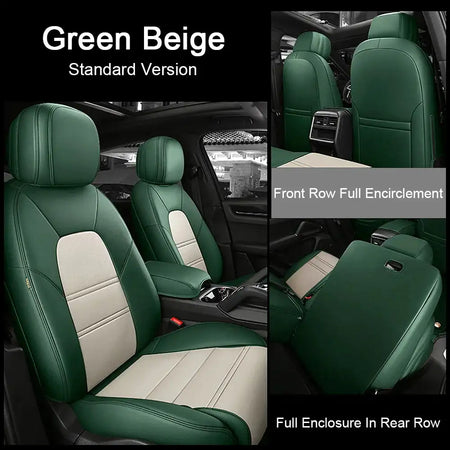 Custom Fitted Faux Leather Seat Covers For Audi A4 B8 8K Green Beige / CHINA