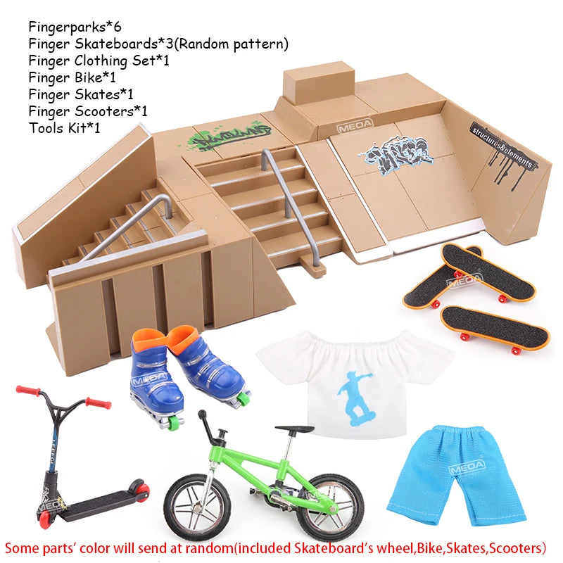 MEOACE Finger Skateboard Ramp Set &ndash; Fun Mini Skatepark Kit B 14in1
