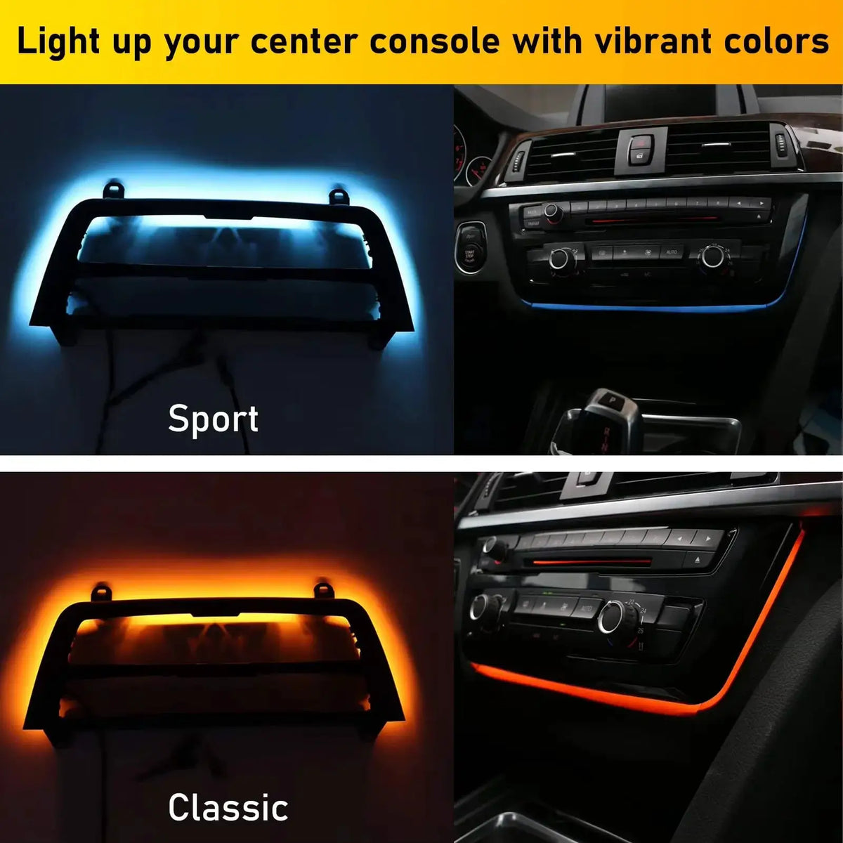 F30 2 Color Center Console AC Panel Ambient RadioTrim LED Dashboard Atmosphere Light For BMW 3 Series 4 Series F32 F33 F34 F36 by InterCyprus Trading Ltd