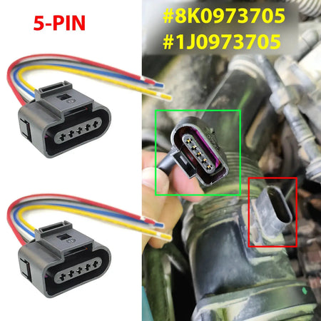2x 5PIN For VW Eos Golf Jetta Passat Scirocco MAF Mass Air Flow Meter Sensor Connector Plug Harness Prewired 1J0973705 8K0973705 by InterCyprus Trading Ltd
