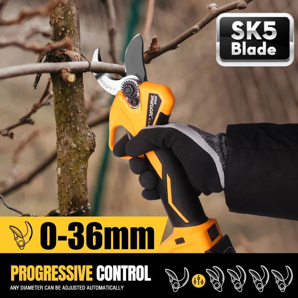 SWANSOFT Electric Pruning Shears PRU36 Adjustable 0-36mm Opening