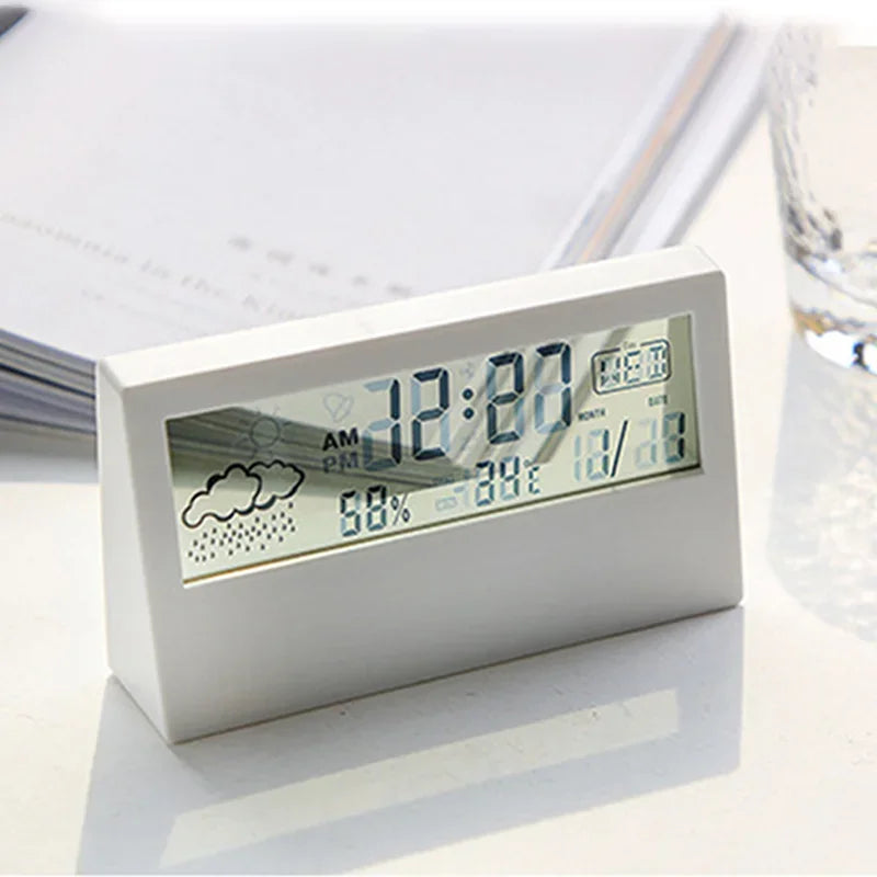 Multifunctional LCD Alarm Clock with Weather Display and Thermo-Hygrometer