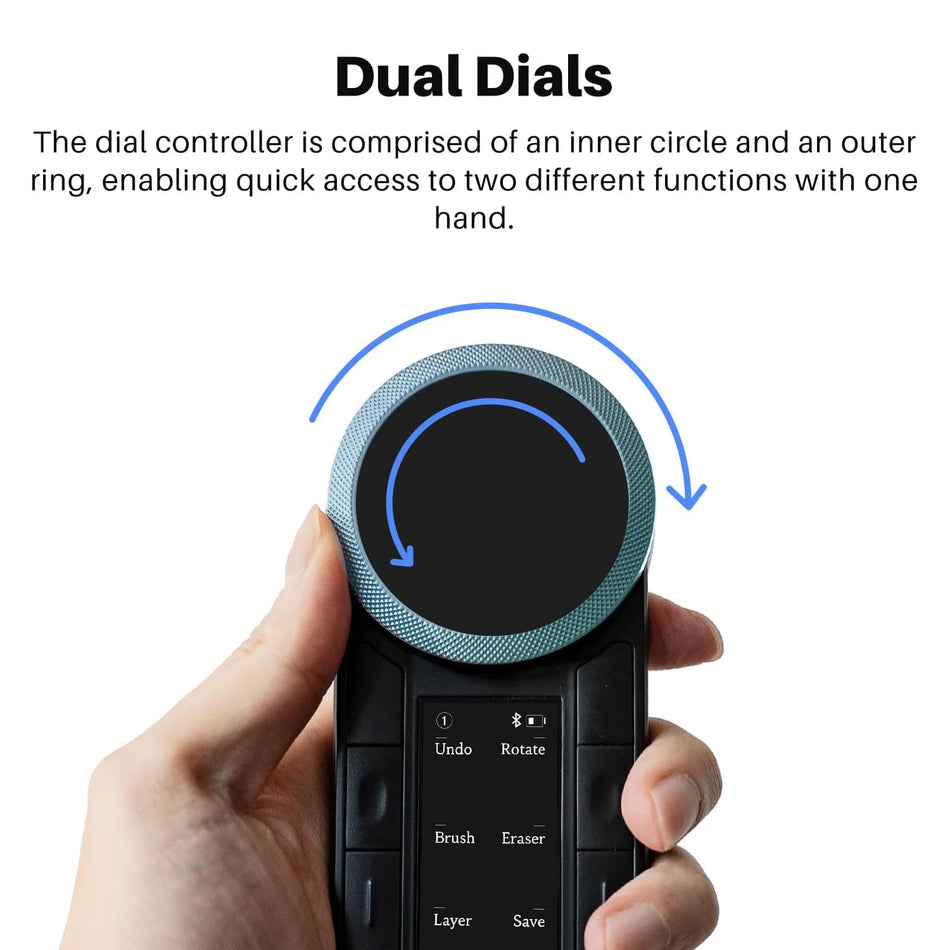 Huion Keydial Remote Wireless Keyboard with Dual Dials, Bluetooth