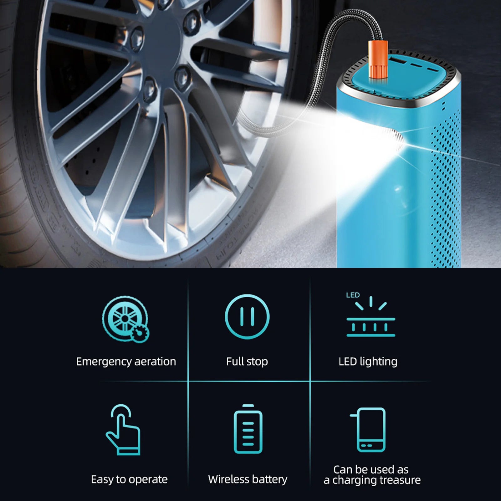 Compressore Aria Portatile, 10000mAh nuovo - Accessori Auto In vendita Compressore Aria Portatile, 10000mAh nuovo - Accessori Auto In vendita