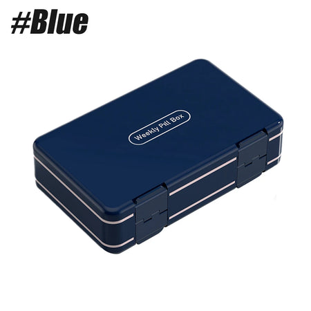 Weekly 3-Times-a-Day Pill Organizer, Double-Sided Travel Case for Vitamins &amp; Medications, Large Capacity 7-Day Medicine Container Blue
