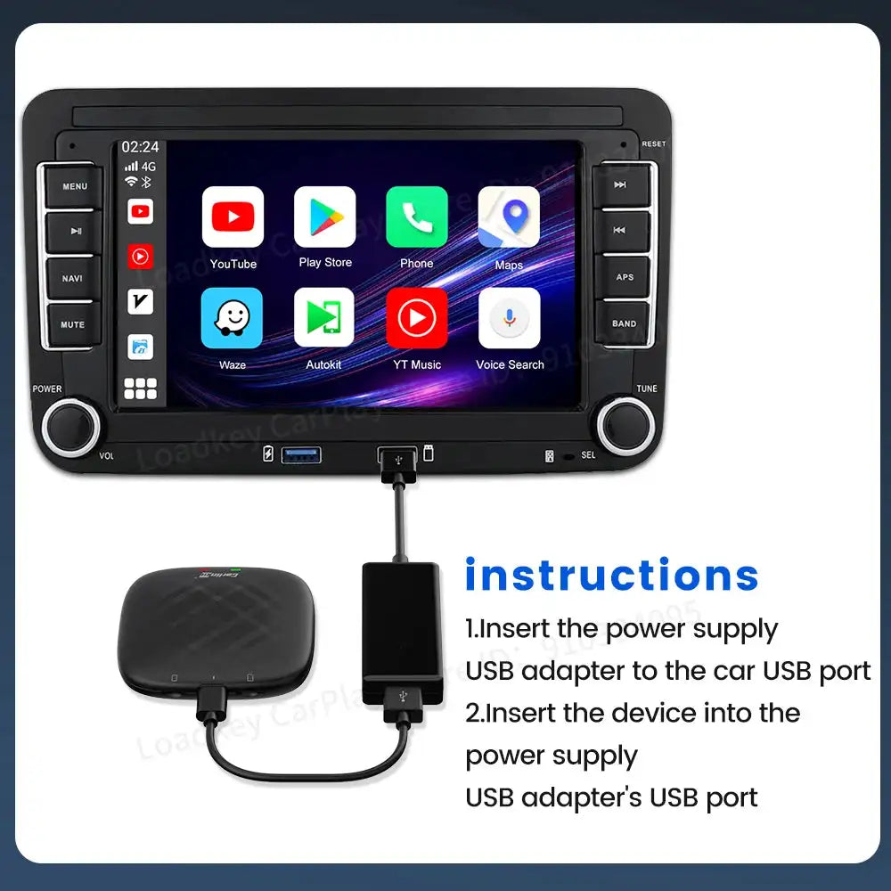 Carlinkit USB Car Power Supply Adapter CarPlay Android Auto