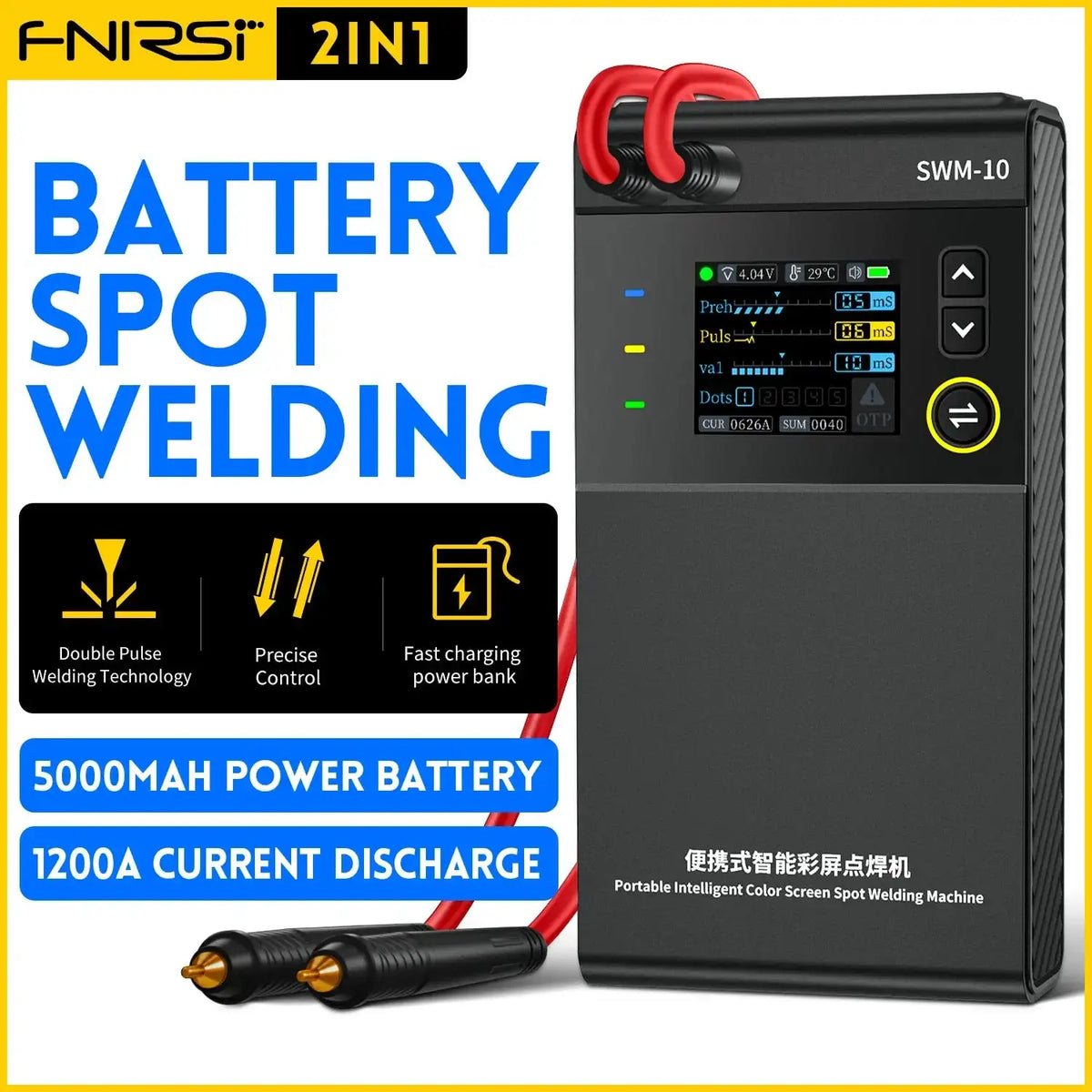 FNIRSI SWM10 Portable Battery Spot Welder 0.25mm 1200A