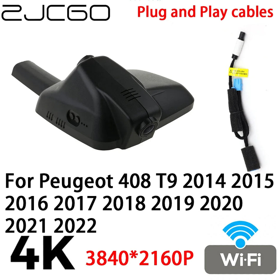 DVR Dash Cam 4K 2160P Plug and Play Peugeot 408 T9:lle