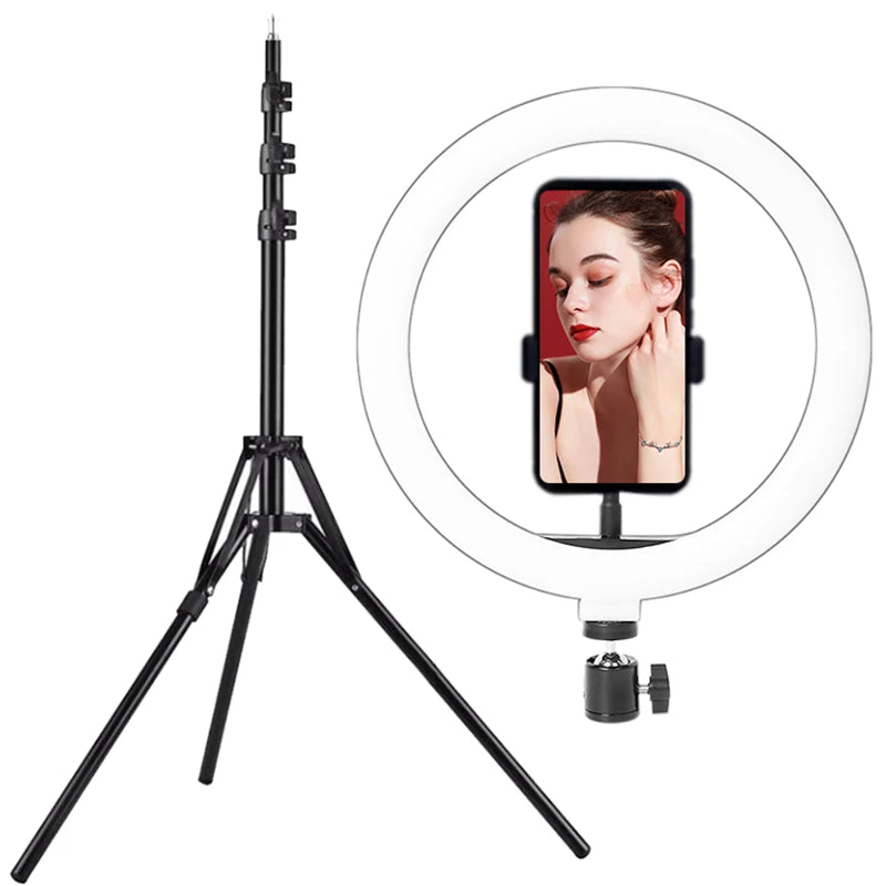 LEAFILLIGHT LED Ring Light with Tripod Stand &amp; Phone Holder for Selfies and Videos