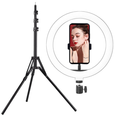 LEAFILLIGHT LED Ring Light with Tripod Stand &amp; Phone Holder for Selfies and Videos