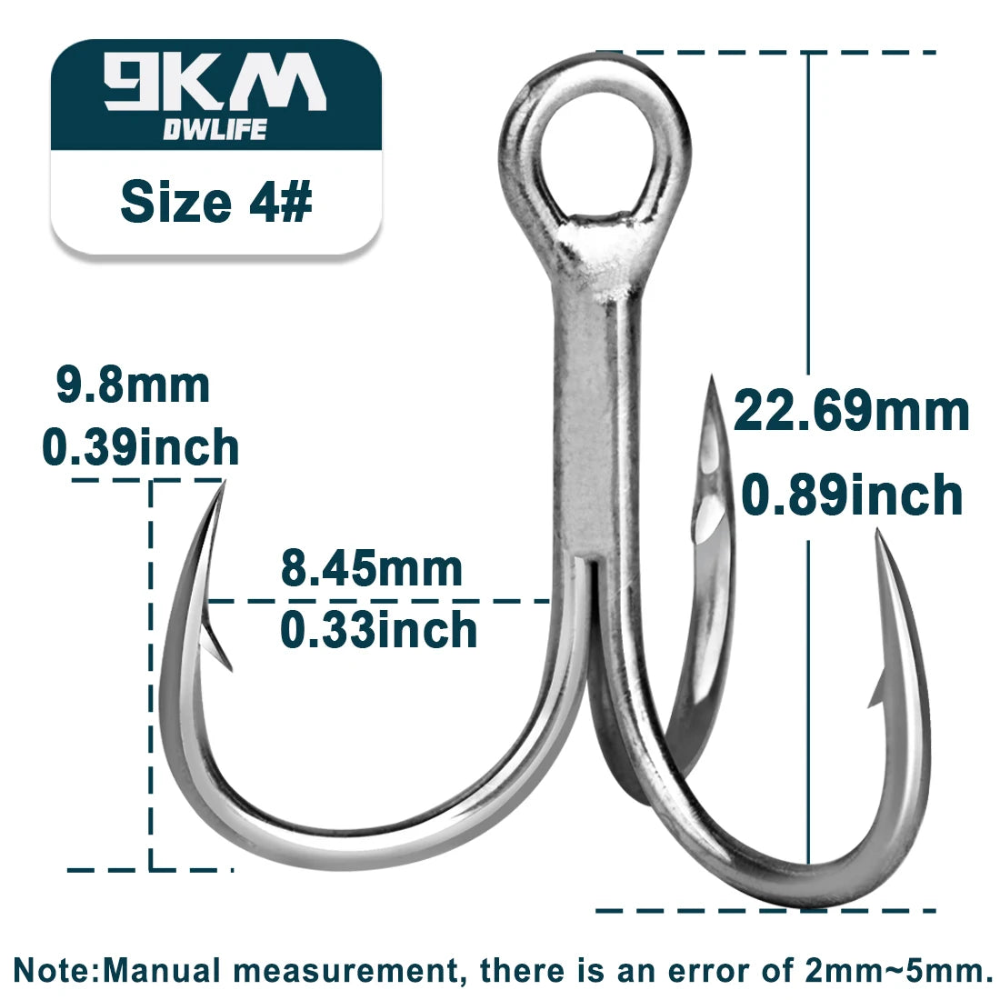 High-Performance Fishing Treble Hooks for Saltwater &amp; Freshwater Szie4 Gap-8.45mm / 25 Pcs
