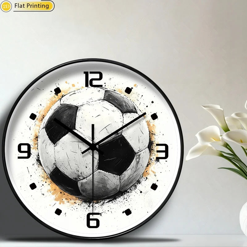 Безшумен стенен часовник топка за футбол, модерен 2D плосък дизайн за домашен декор, страхотен подарък за Нова година
