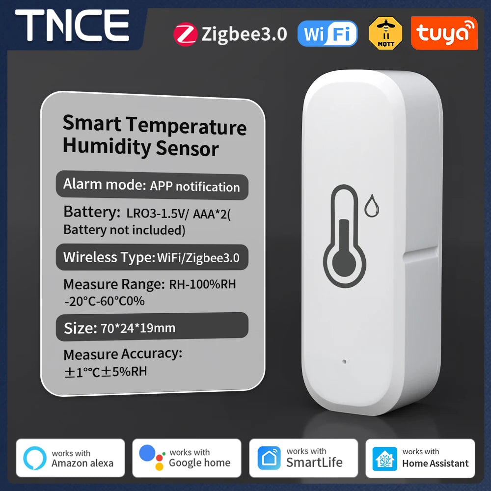 TNCE Tuya WiFi/ZigBee Temperature And Humidity Sensor  APP Remote Indoor Thermometer For Home Work With Alexa Google Home