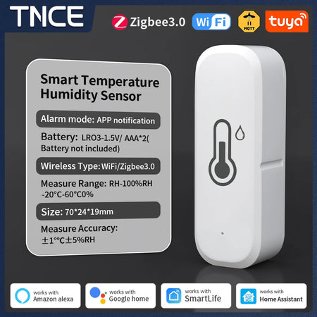TNCE Tuya WiFi/ZigBee Temperature And Humidity Sensor  APP Remote Indoor Thermometer For Home Work With Alexa Google Home