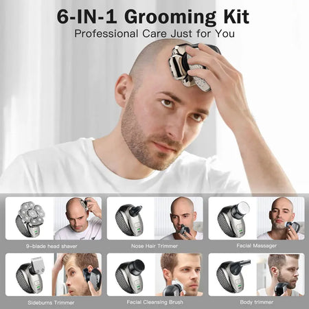 Men's 9-Blade Electric Shaver &amp; 6-in-1 Grooming Kit