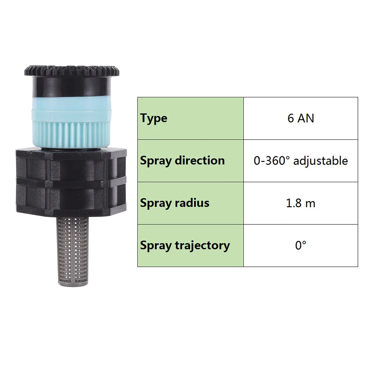 360&deg; Adjustable Popup Watering Sprinkler Nozzle for Efficient Garden Irrigation 6AN With Connector