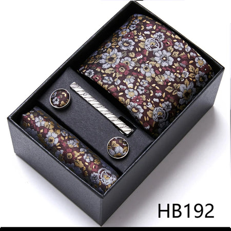 VanGise Blue Striped Necktie Set with Pocket Square and Cufflinks, Perfect for Weddings and Workplace HB192