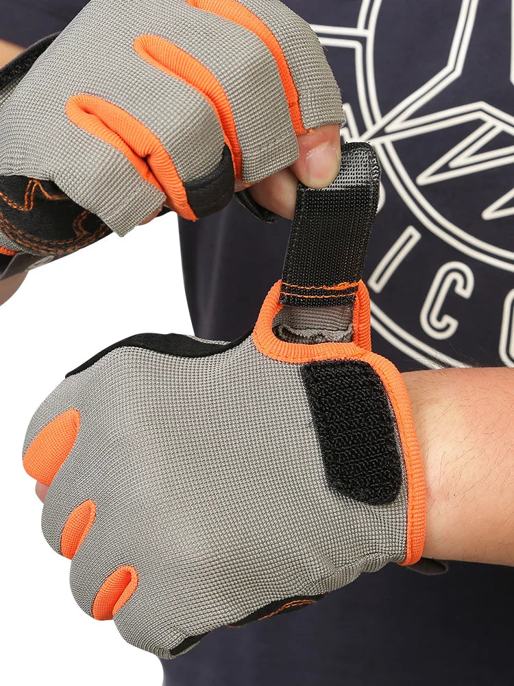 XINDA HST04 Half Finger Leather Gloves - Anti Slip Grip